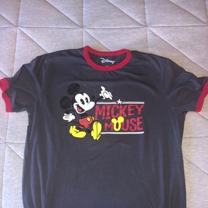 Grey Mickey Mouse Ringer Tee